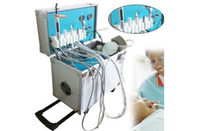 2-Hole Portable Dental Delivery Unit Treatment Equipment Cart Mobile Rolling Box