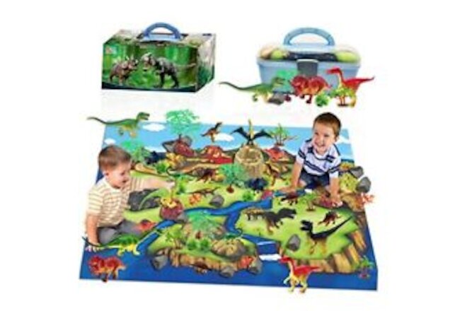 Dinosaur Play Set Dinosaur Toys Includes Dinosaur Figures, Trees, Rocks,