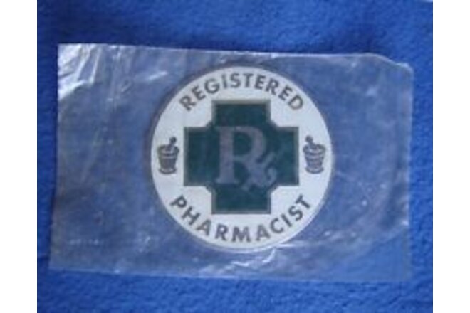 Vintage Registered Pharmacist Mortar & Pestle Thin Metal Car Emblem Badge