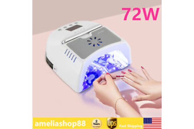 72W Nail Dryer LED Lamp UV Light Polish Gel Curing Machine Electric Manicure+fan
