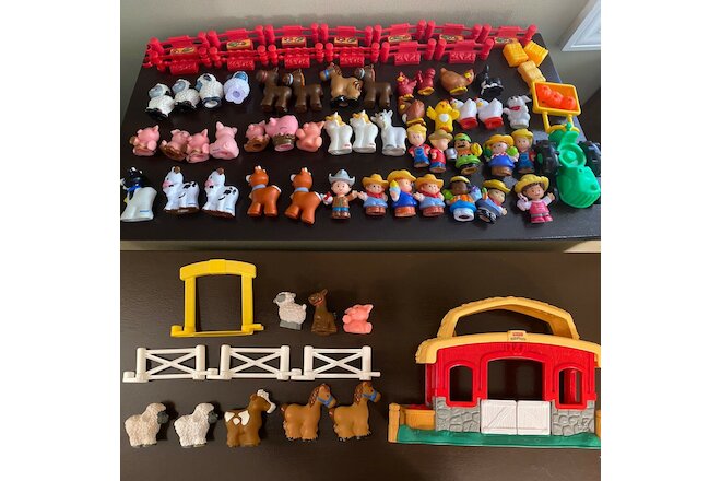 Fisher Price Little People  - Farm Animal Lot - 52 Figures - Barn Fence Tractor