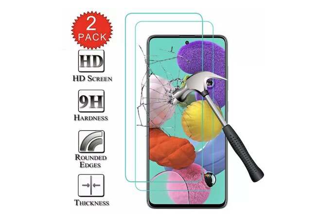 2-Pack Premium Tempered Glass Screen Protector For Samsung Galaxy A51