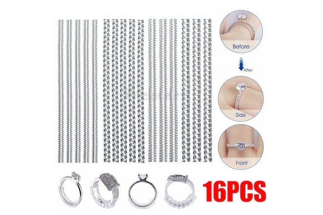 16Pcs Ring Size Adjuster Invisible Clear Ring Sizer Jewelry Fit Reducer Guard