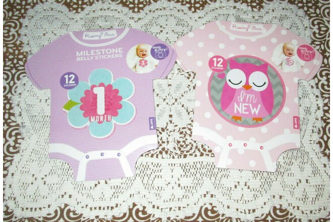 Rising Star Milestone Belly Stickers BABY GIRL (2 Sets = 12 + 12) Snap & Share