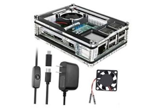 Raspberry Pi 3 B+ Case with Fan Cooling Pi 3B Case with 3 Pcs Heat-Sinks 5V