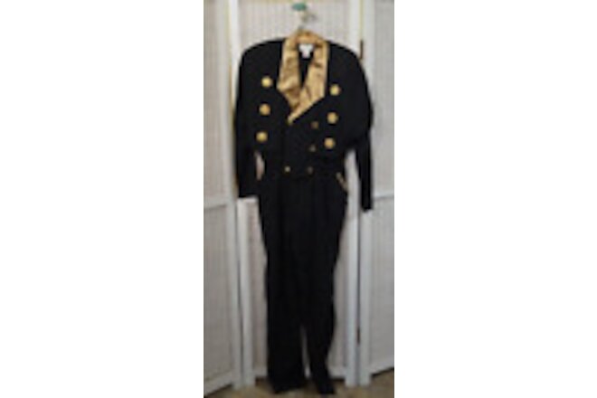 JOSEPH RIBKOFF Black Gold Long Sleeve Jumpsuit Viscose Blend Size UK 14