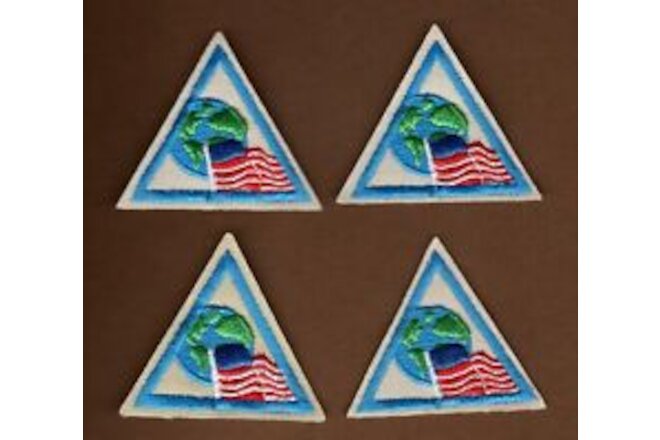 Lot of 4 Girl Scout Patches Citizen Near and Far Triangle U.S. Flag Earth Try-It