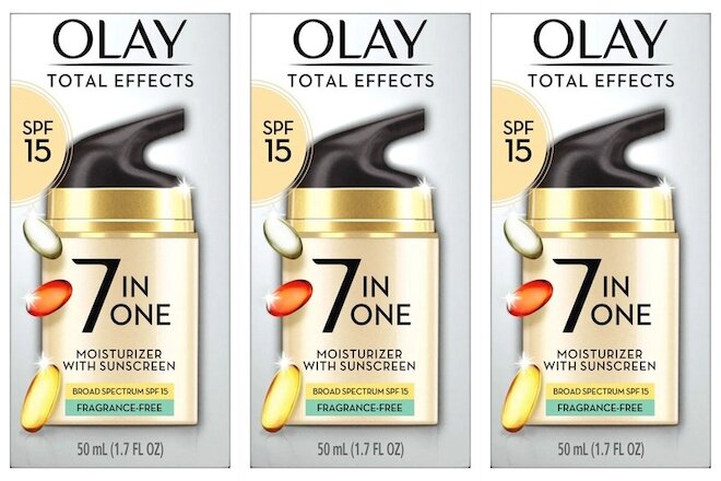 3 Olay Total Effects 7 in One Moisturizer  SPF15 Fragrance Free NIB Exp3/22