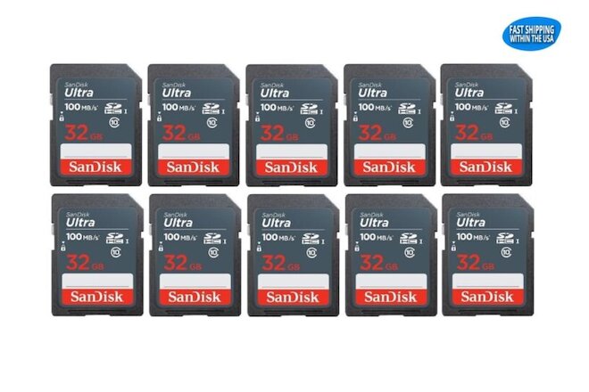 32GB Sandisk Ultra SD Memory cards 10 pack for Camera / Trail Camera / Computers