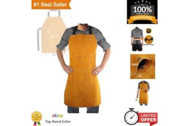Leather Welding Work Apron,Heat&Flame Resistant, Protective Clothing or Safet...