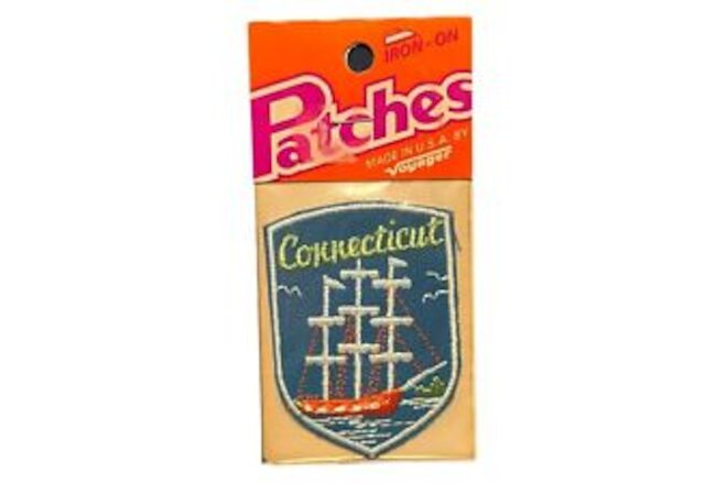 Vintage Voyager Connecticut Embroidered Sew on Patch 2.75" Ship Souvenir