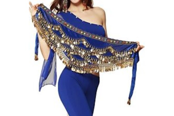 Pilot-Trade Womens Triangular Belly Dancing Hip Scarf Wrap Skirt with Gold