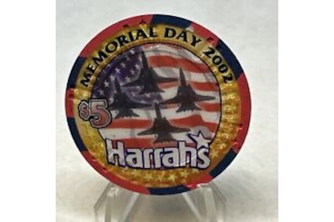 Harrah's Casino $5 Chip, Memorial Day, 2002, Las Vegas, NV, Mint, Never Played!!