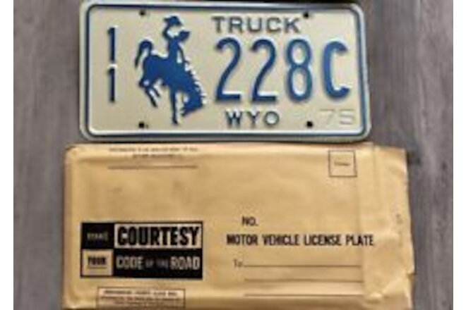 1975 NOS Wyoming TRUCK Cowboy & Horse License Plate #228C