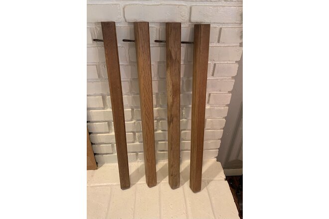 Vintage Turned Wood Table Legs 29" Screw Bolt Glides Set of Four