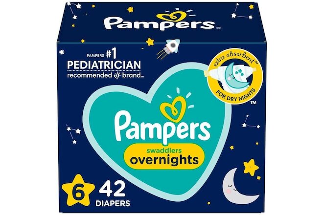 Pampers Swaddlers Overnight Disposable Baby Diapers Size 6 42 Count Lot of 2