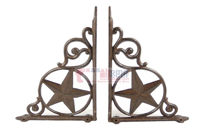 2 Western Star Shelf Bracket Set Cast Iron Rustic Decorative Doorway Accent