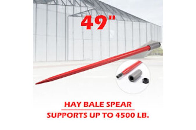 49" Hay Bale Spear 2.25T Capacity Straw Bale Attachment w Sleeve Nut for Farm