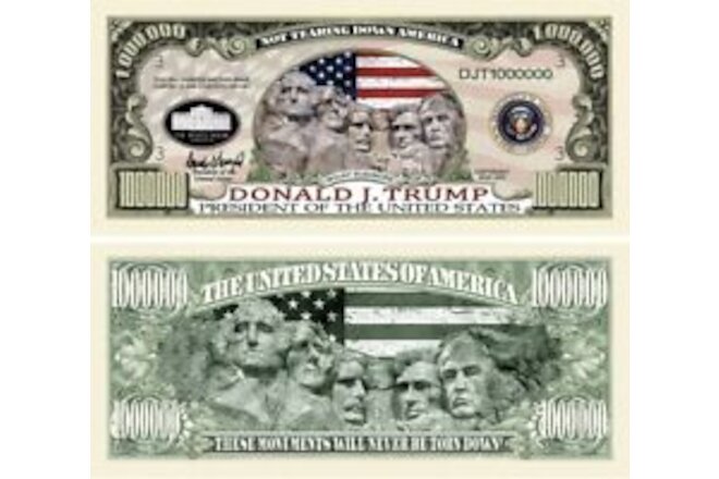 Donald Trump on Mt Rushmore Collectible Pack of 100 Funny Money Dollar Bills