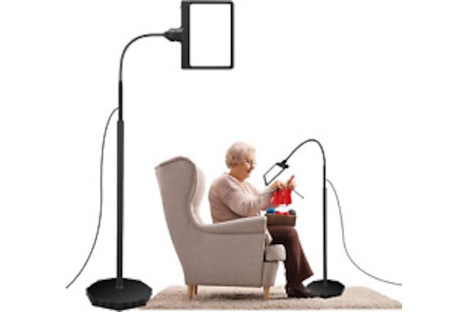 5X Magnifying Glass with Light and Stand, 36 LED Dimmable Floor Magnifying Lamp,