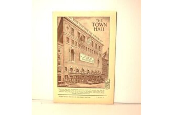 1950-51 The Town Hall Recital Hall Music Concert Season Program Booklet