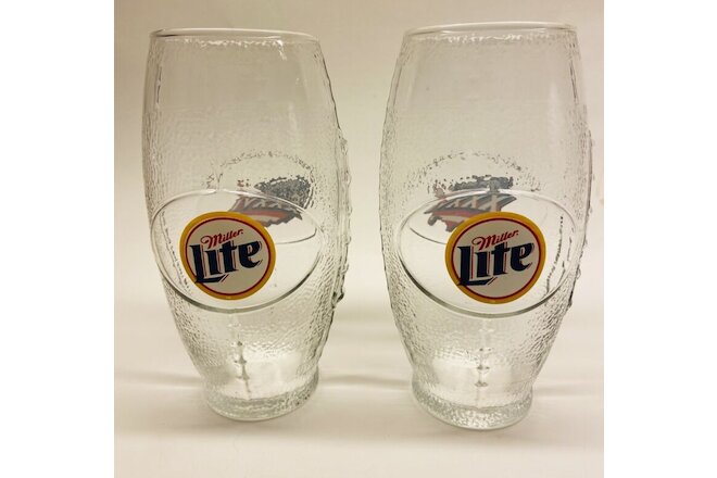 Miller Lite Set of 2 Football Shaped Beer Glasses Super Bowl 36 XXXVI