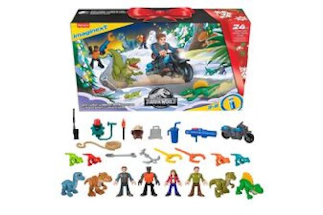 Imaginext Jurassic World Advent Calendar, Christmas Gift of 25 Dinosaur Toys & F