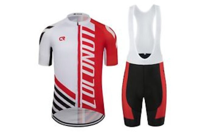 CR Men's Cycling Jersey Set Biking Road Bike Jersey Bib Shorts with 4D Padded...