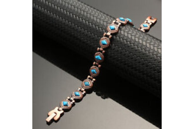 Turquoise Pure Copper Magnetic Bracelet Men Women Balance Power Energy Joy Gift