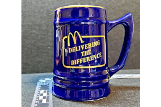 Vintage McDonald's "Delivering the Difference" Blue and Gold Mug