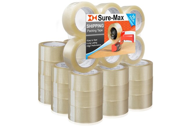 36 Rolls Carton Sealing Clear Packing Tape Box Shipping- 1.8 mil 2" x 110 Yards