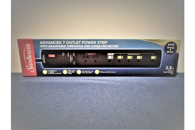 Power Outlet Strip NEW! - 7 Outlets +  Threshold & Surge Protection