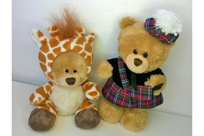 Keel Toys Pipp The Bear Plush Teddy Lot of 2 Giraffe & Scottish Piper Kilt 9"
