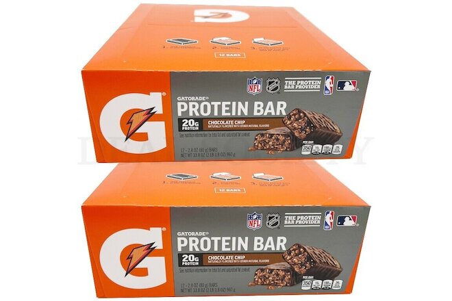 Lot of 2 - Gatorade Whey Protein Bars, Chocolate Chip Flavor - 24 Count Total