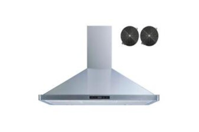 Winflo Wall Mount Range Hood 470 CFM+Lighted+Removable Grease Filter+Touchpad