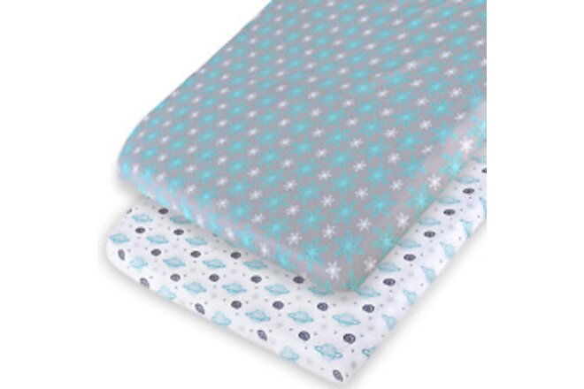Pack and Play Sheets, 2 Pack Compatible with Graco Pack N Play/Mini Crib,100% So