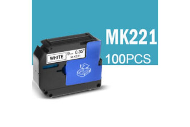 Compatible for Brother P-Touch Label Maker M-K MK 221Tape Cartridges 3/8" 100PCS