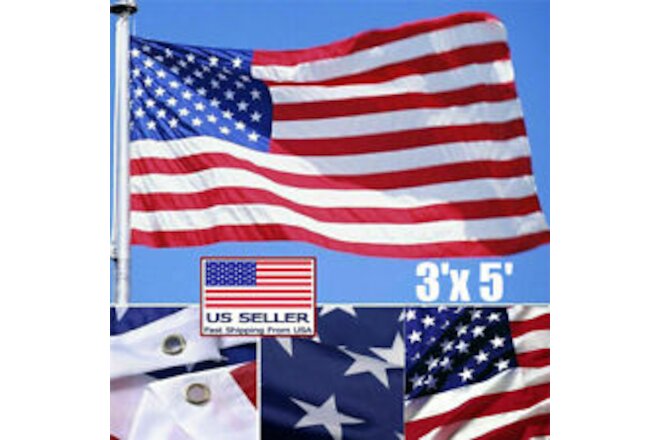 3'x5' American Flag Stripes Stars Brass Grommets USA US U.S. Garden Yard Decor