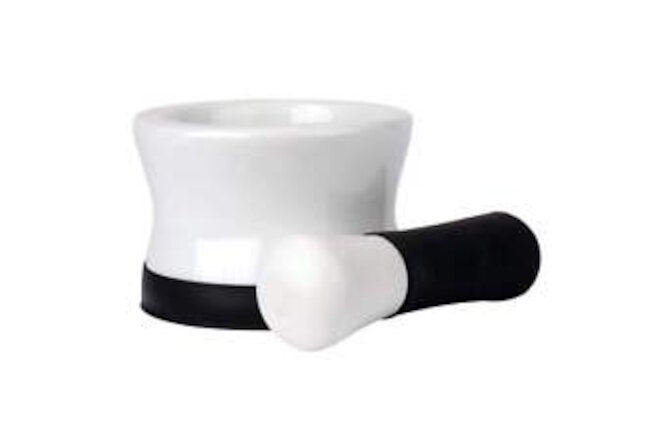 HealthSmart Porcelain Mortar And Pestle With Black Silicone Base