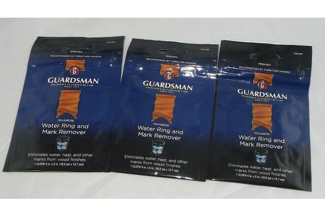 LOT OF 3 Guardsman Water Mark Remover Cloth - Erase White Rings