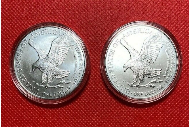2022 SILVER EAGLE (2) COINS UNCIRCULATED SHIPPED IN A CAPSULE MINT TUBE FRESH !