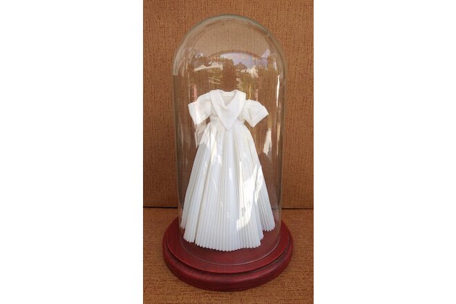 Domed Glass Display Case for Clock, Taxidermy or Doll w Christening Gown 12"x 7"