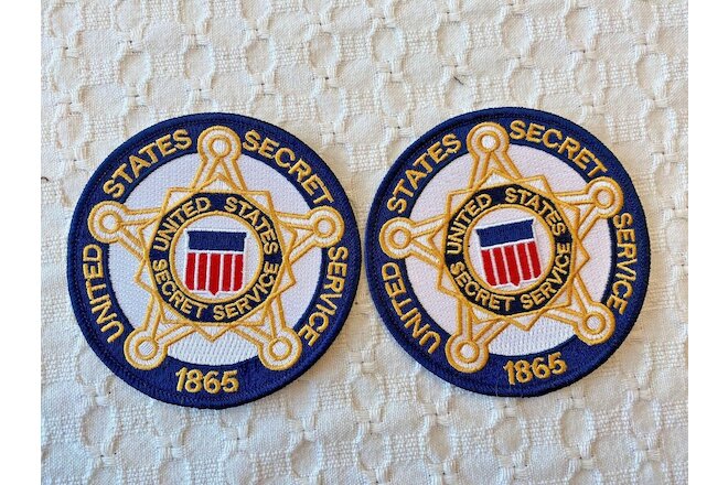 UNITED STATES SECRET SERVICE PATCH - WHITE -  (NEW STYLE) - LOT OF TWO