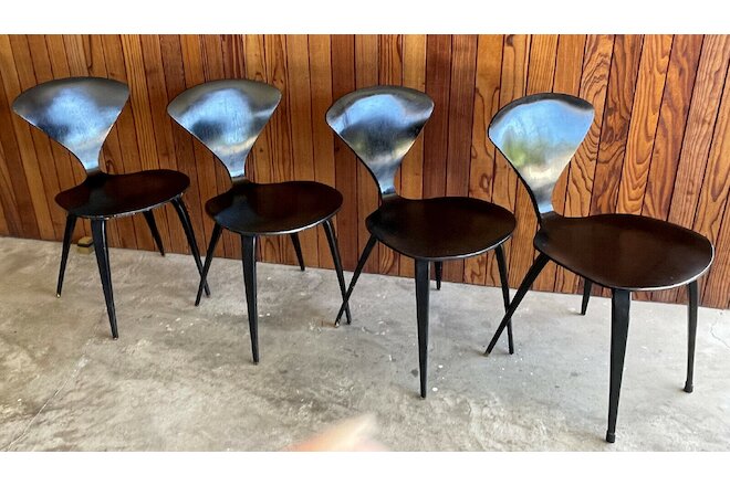 Vintage Mid Century Modern Ebony Chairs Cherner for Plycraft -4 Chairs