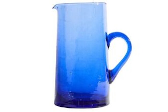 Moroccan Glass Cone Jug by Verve CULTURE | Handblown Water Pitcher Blue| 36 F...