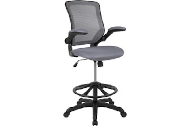 Kale Mid-Back Dark Gray Mesh Ergonomic Drafting Chair | Adjustable Foot Ring, Fl