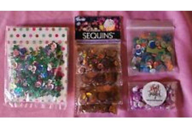 4-Pk Brand New Various Colored Sequins