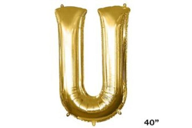 40" GOLD Letter U Mylar Foil Balloon 1 pc Party BackDrop Decorations Supply