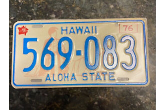 1976 HAWAII License Plate 569-083 in Mint Condition Protective Wrapper on Back