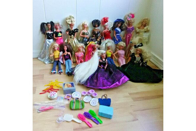 Huge Lot Vintage Barbie Dolls 90’s Clothes Accessories 18 Dolls BIG HAIR